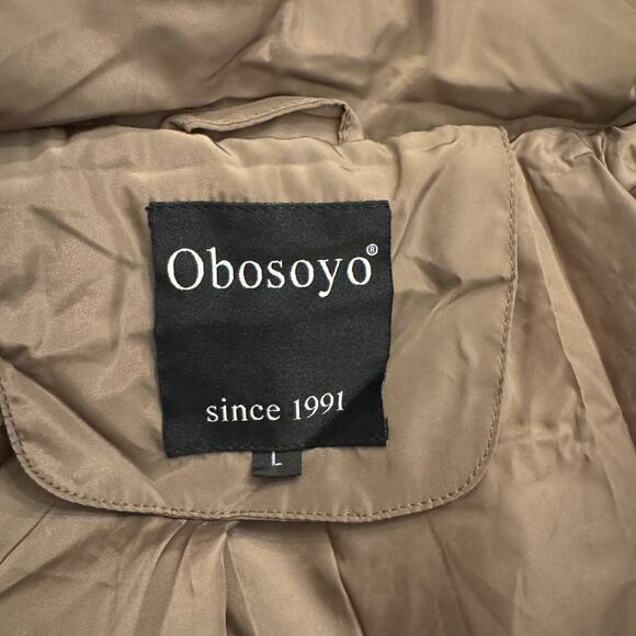 Women's Down Filled Puffer Full Length Jacket Brown Size Large NWT Obosoyo - Picture 10 of 10